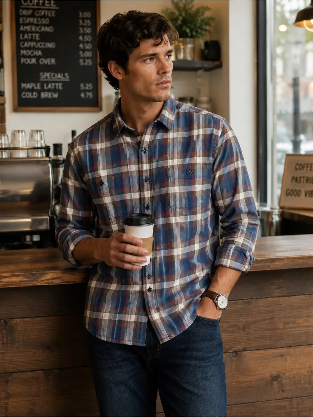J.Crew Sporting Goods Plaid Flannel Shirt Men’s Small Blue Red Cotton Button Up